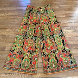 VTG Malbe Womens Palazzo Pants Paisley Sequins Wool Lined Size 8/VTG 13/14